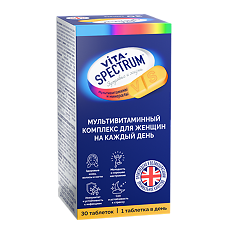 Купить Витаспектрум (Vitaspectrum) Мультивитаминный комплекс для женщин на каждый день / Every woman’s multivitamin таблетки массой 1250 мг 30 шт цена