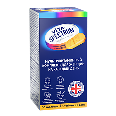 Купить Витаспектрум (Vitaspectrum) Мультивитаминный комплекс для женщин на каждый день / Every woman’s multivitamin таблетки массой 1250 мг 60 шт цена