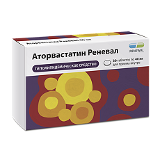 Купить Аторвастатин Реневал таблетки покрыт.плен.об. 40 мг 30 шт цена