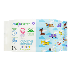 Купить Med Expert Салфетки влажные детские гипоаллергенные с алоэ вера 15 шт цена