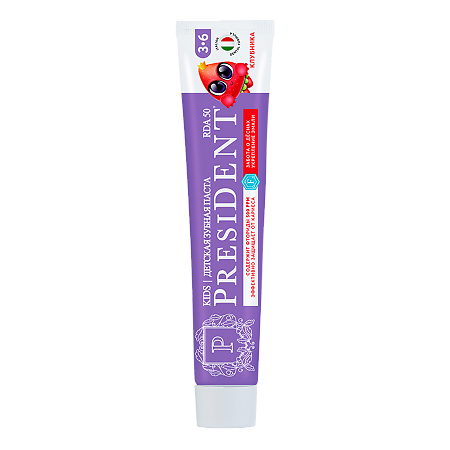 PresiDent Детская зубная паста Клубника (RDA 50) 3-6 70 г 1 шт