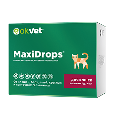 Купить OkVet МаксиДропс капли на холку для кошек весом от 1 до 4 кг 0,5 мл туба 1 шт цена
