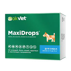 Купить OkVet МаксиДропс капли на холку для собак весом от 2 до 5 кг 0,5 мл туба 1 шт цена