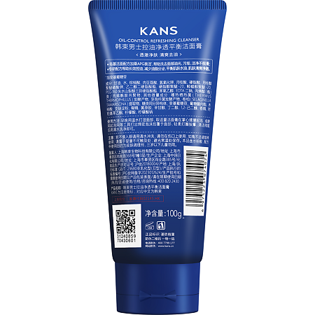 KANS Men Care Освежающая пенка для умывания для контроля жирности кожи лица для мужчин Oil-control refreshing cleanser 100 г 1 шт