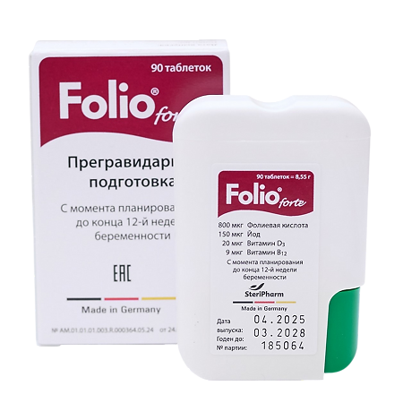 Фолио Форте/Folio Forte таблетки покрыт.плен.об. массой 89 мг 90 шт