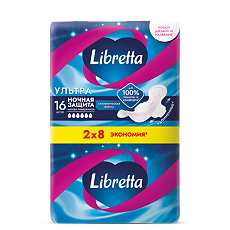 Изображение товара Libretta Прокладки гигиенические Ультра Ночные мягкая поверхность 16 шт