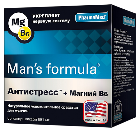 Man's formula / Менс формула  Антистресс+Магний B6 капсулы массой 681 мг 60 шт.