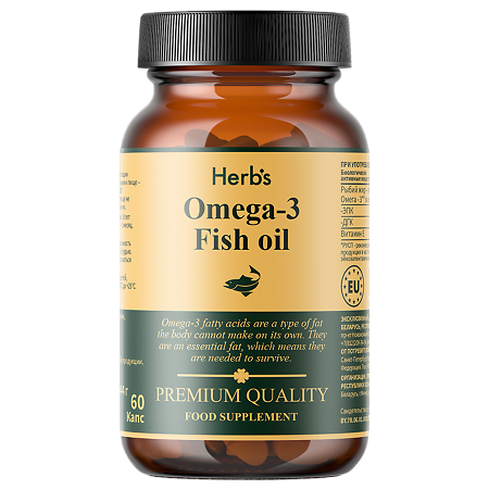Herbs Омега-3 Рыбий жир 1000 мг/Omega-3 Fish Oil 1000 mg мягкие капсулы 1,44 г 60 шт