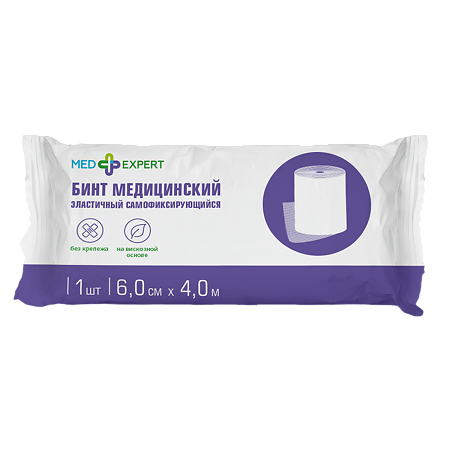 Med Expert Бинт медицинский эластичный самофиксирующийся 4м х 6см 1 шт