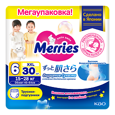 Изображение товара Merries Трусики-подгузники для детей размер XXL (15-28 кг) 30 шт