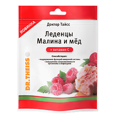 Изображение товара Доктор Тайсс Леденцы Малина и мед + витамин С массой по 3,25г 52 г 1 уп