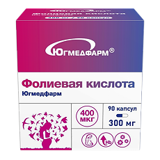 Изображение товара Фолиевая кислота Югмедфарм капсулы массой 300 мг 90 шт
