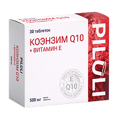 Изображение товара PILULI Коэнзим Q10+Витамин Е таблетки массой 500 мг 30 шт