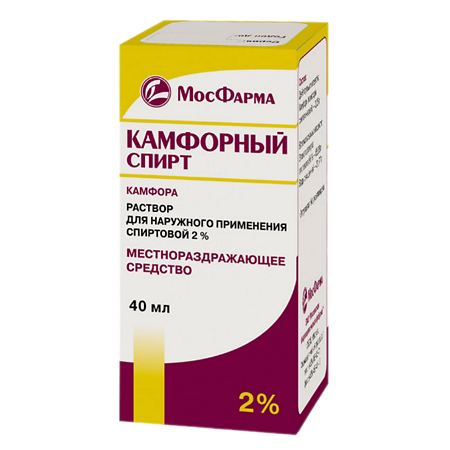 Камфорный спирт раствор для наружного применения 2 % 40 мл 1 шт