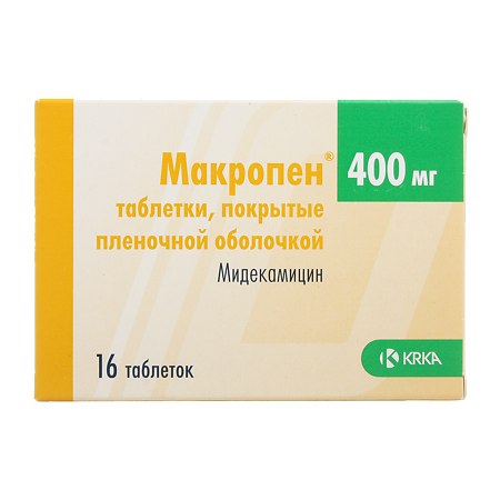 Макропен таблетки покрыт.плен.об. 400 мг 16 шт